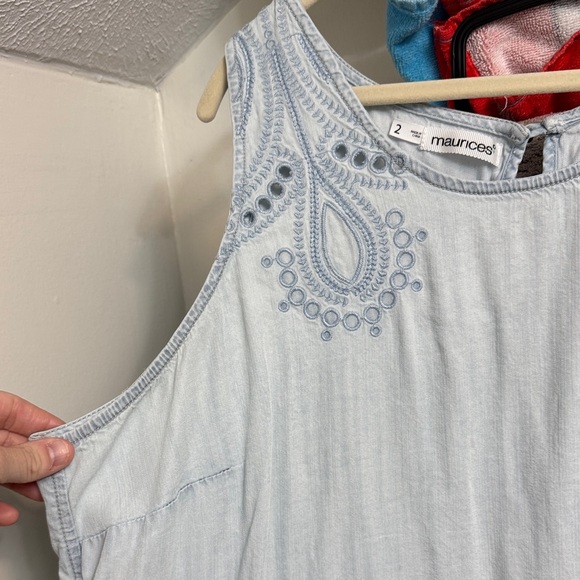Maurices Light Blue Embroidered Tank Top - Picture 6 of 8